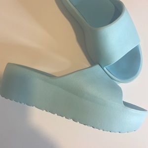 Baby blue platform Wedge heels
